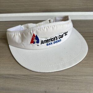 VTG America's Cup 1992‎ White Adjustable Strap Visor Sailing Nautical San Diego